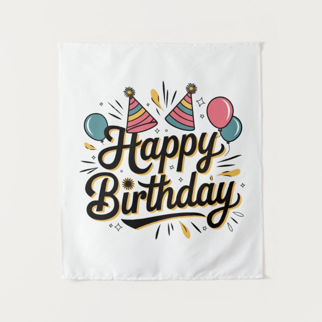 Festive Happy Birthday Tapestry (Front)