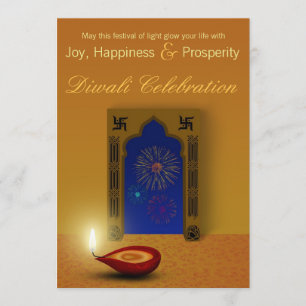 Festive Happy Diwali Fireworks - Invitation