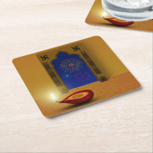 Festive Happy Diwali Fireworks - Paper Coaster