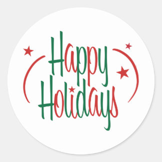 Festive Happy Holidays Classic Round Sticker