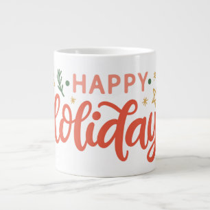 Festive Happy Holidays Design Large Coffee Mug