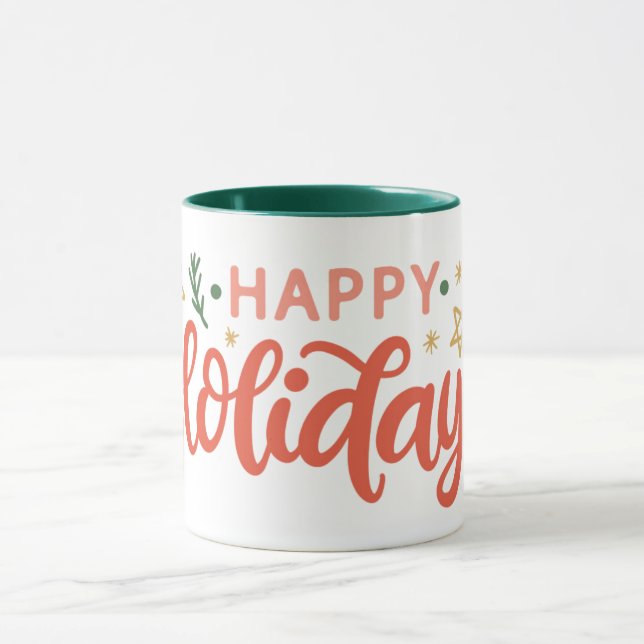 Festive Happy Holidays Design Mug (Center)