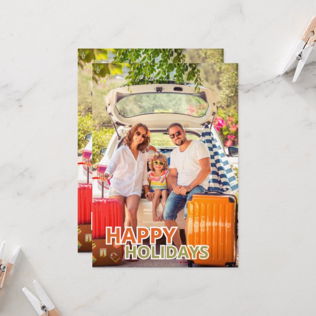 Festive Happy Holidays Greeting Card (Front/Back In Situ)