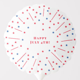 Festive Happy July 4th Fireworks and Stars Party Balloon