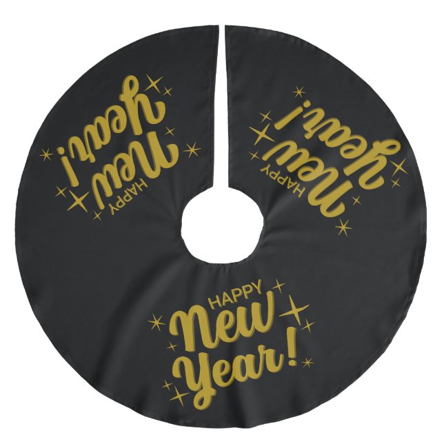 Festive Happy New Year Brushed Polyester Tree Skirt (Front)