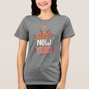 Festive Happy New Year Holidays Tri-Blend Shirt