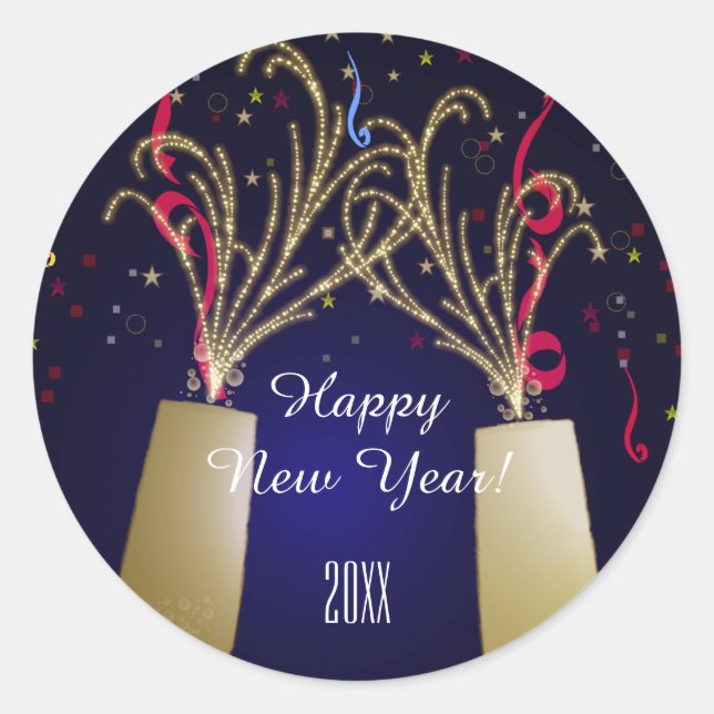 Festive Happy New Year's Sticker (Front)