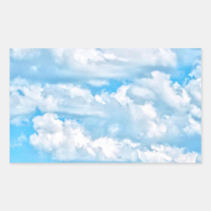 Festive Happy Sunny Clouds Background Rectangular Sticker