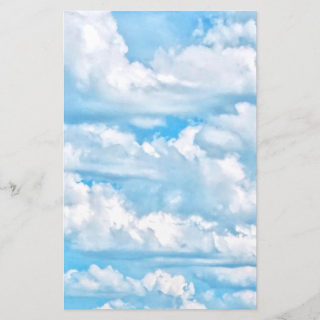 Festive Happy Sunny Clouds Background Stationery (Front)
