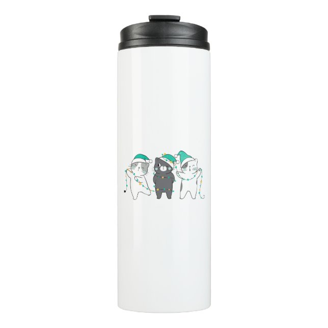 festive hats, Christmas lights Thermal Tumbler (Front)