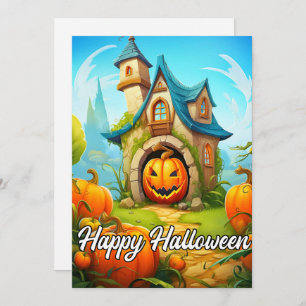 Festive Haunted House Happy Halloween Holiday Card