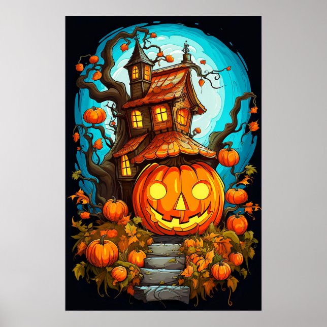 Festive Haunted Treehouse | Happy Halloween Poster (Front)