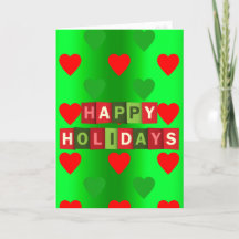 Festive Heart Pattern Happy Holidays Card