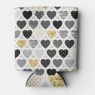 Festive hearts: fashionable vintage pattern. can cooler