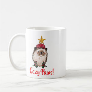 Festive hedgehog with star hat coffee mug