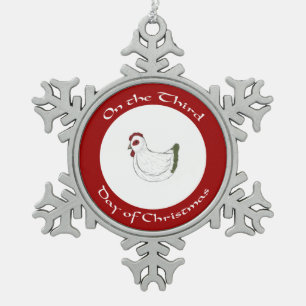 Festive Hen Third Day of Christmas Ornament
