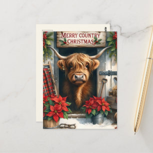 Festive Highland cow add message Postcard