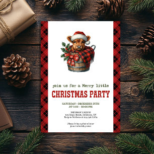 Festive highland cow Christmas invite editable  
