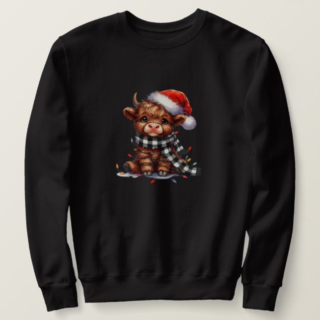 Festive Highland Cow Illustration Sweatshirt (Design Front)