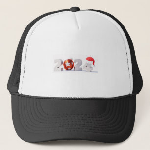 Festive Highlights the year "2024" White and Black Trucker Hat