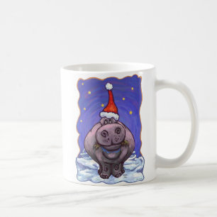 Festive Hippo Holiday Coffee Mug
