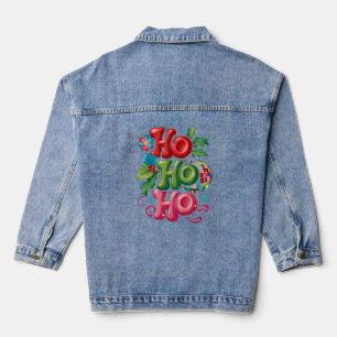 Festive Ho Ho Ho Disco Christmas Tri-Blend Shirt Denim Jacket