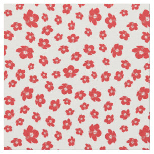Festive Holiay Christmas Red Hibiscus Flowers Flor Fabric