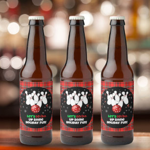 Festive Holiday Bowling  Beer Bottle Label