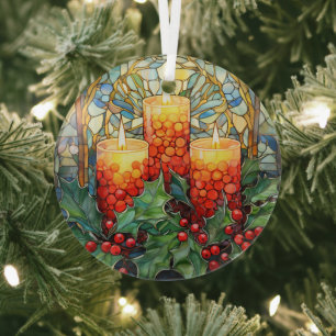 Festive holiday candles glass tree decoration