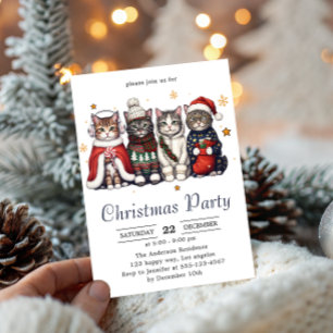 Festive Holiday Cat Cute Christmas Cats Party Invitation
