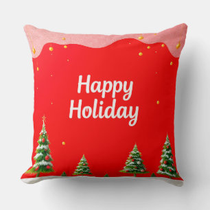 Festive Holiday Celebration with Christmas Trees Cushion