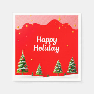 Festive Holiday Celebration with Christmas Trees Napkin