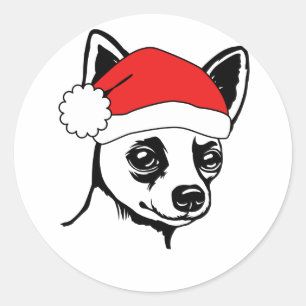 Festive Holiday Chihuahua Santa Hat Classic Round Sticker