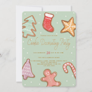 Festive Holiday Christmas Cookie Decorating Party Card