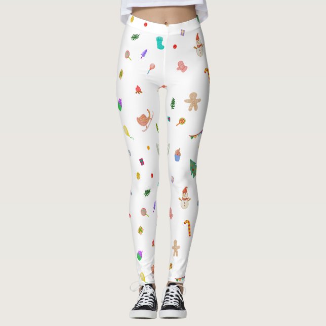 Festive Holiday Christmas Leggings Pants for Women (Front)