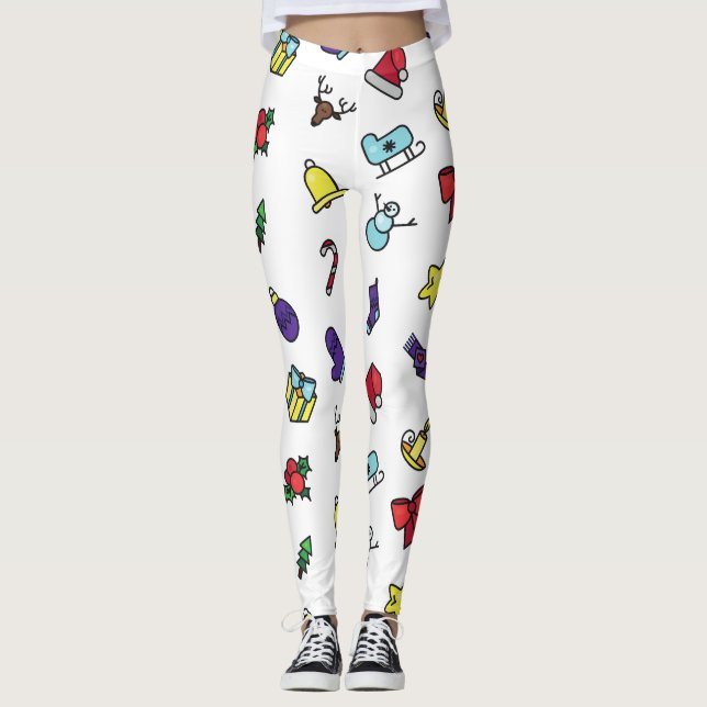 Festive Holiday Christmas Leggings Pants for Women (Front)