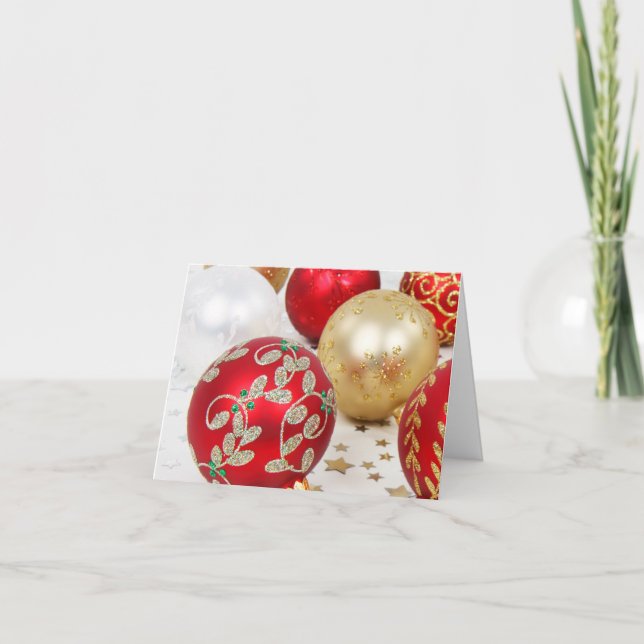 Festive Holiday Christmas Ornaments Background Card (Front)