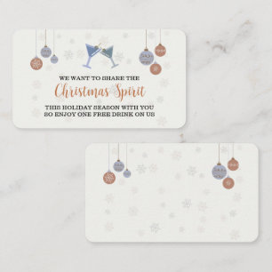 Festive Holiday "Christmas Spirit" Drinks Ticket Enclosure Card