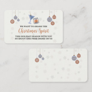 Festive Holiday "Christmas Spirit" Drinks Ticket Enclosure Card