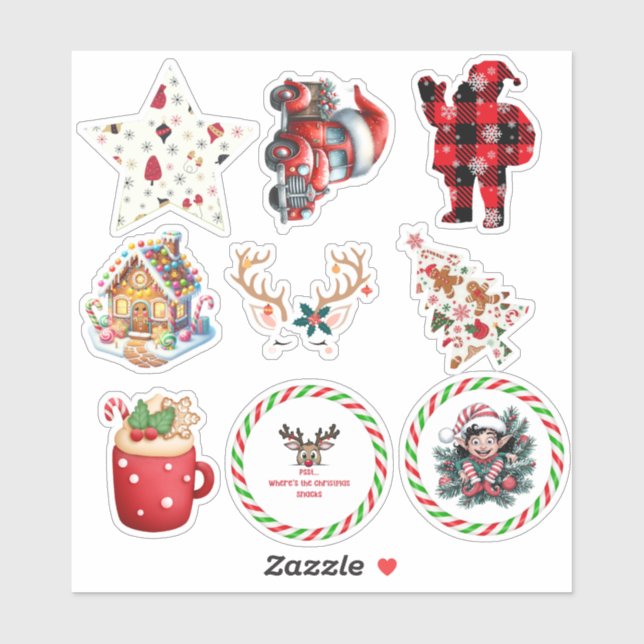 Festive Holiday Christmas Stickers  (Sheet)