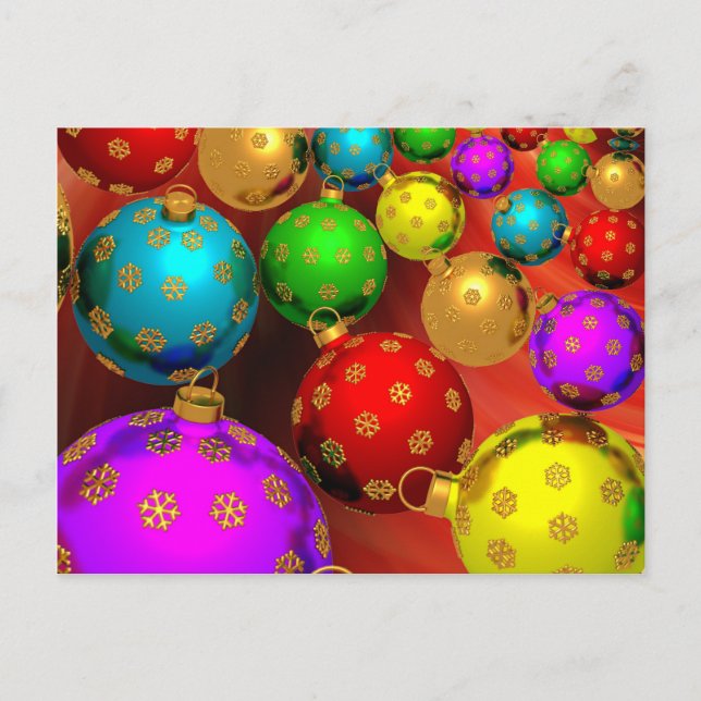 Festive Holiday Christmas Tree Ornaments Design Postcard (Front)