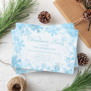 Festive Holiday Christmas Turquoise Snowflakes Invitation