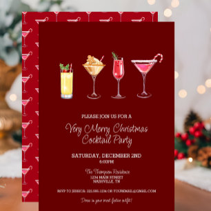 Festive Holiday Cocktail Party Christmas Invitation