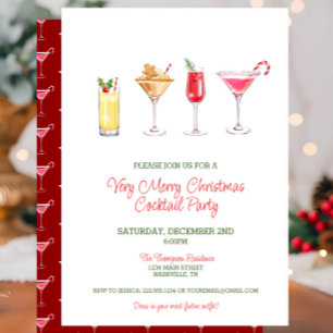Festive Holiday Cocktail Party Christmas Invitation