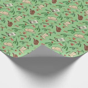 Festive Holiday Cowboy Rodeo Pattern Sage Wrapping Paper