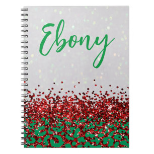 Festive Holiday Custom Personalised Leopard Print Notebook
