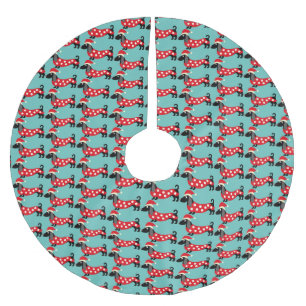 Festive Holiday Dachshunds  Brushed Polyester Tree Skirt