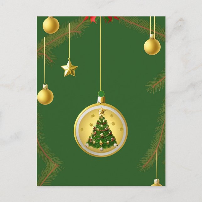 Festive Holiday Decorations Postcard (Front)