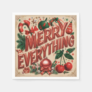 Festive Holiday Design With "Merry Everythinng"  Napkin