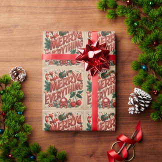 Festive Holiday Design With "Merry Everythinng"  Wrapping Paper